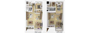 2 Bedroom 2 Bathroom Penthouse L, O, P [1,598 - 1,689 SqFt]